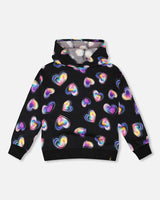Fleece Hoodie Black And Multicolor-0
