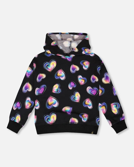 Fleece Hoodie Black And Multicolor-0