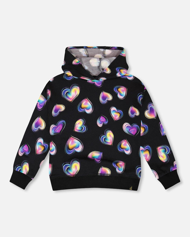 Fleece Hoodie Black And Multicolor-0