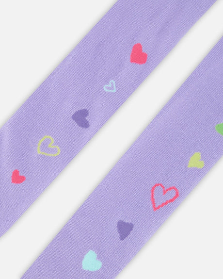 Knit Tights Lavender With Hearts-3
