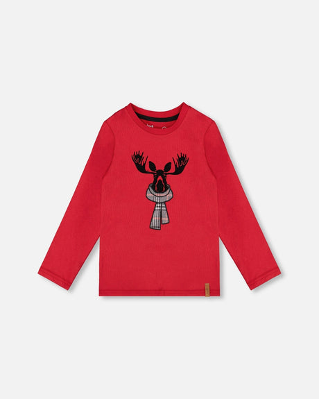 Jersey T-Shirt Cherry Red With Moose-0