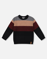Color Block Knit Sweater Red And Black-0