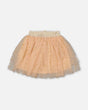 Multi Layer Glittering Mesh Skirt Beige-0