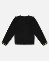 Knitted Cardigan With Rhinestones Black-2