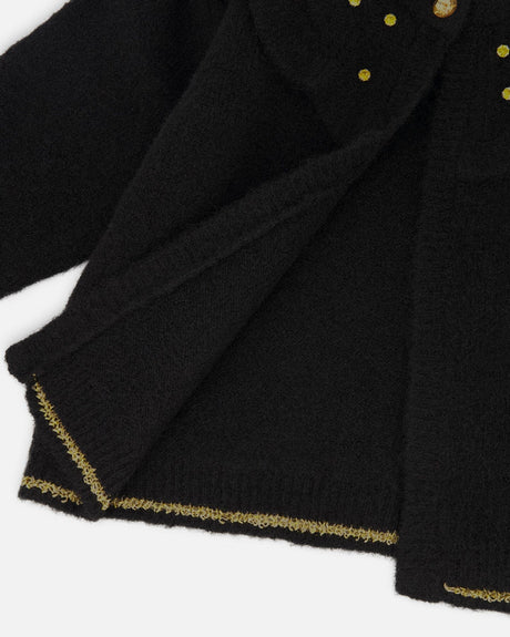 Knitted Cardigan With Rhinestones Black-4