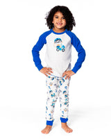 Two-Piece Organic Cotton Pajama Set Beige Monkey Print-1