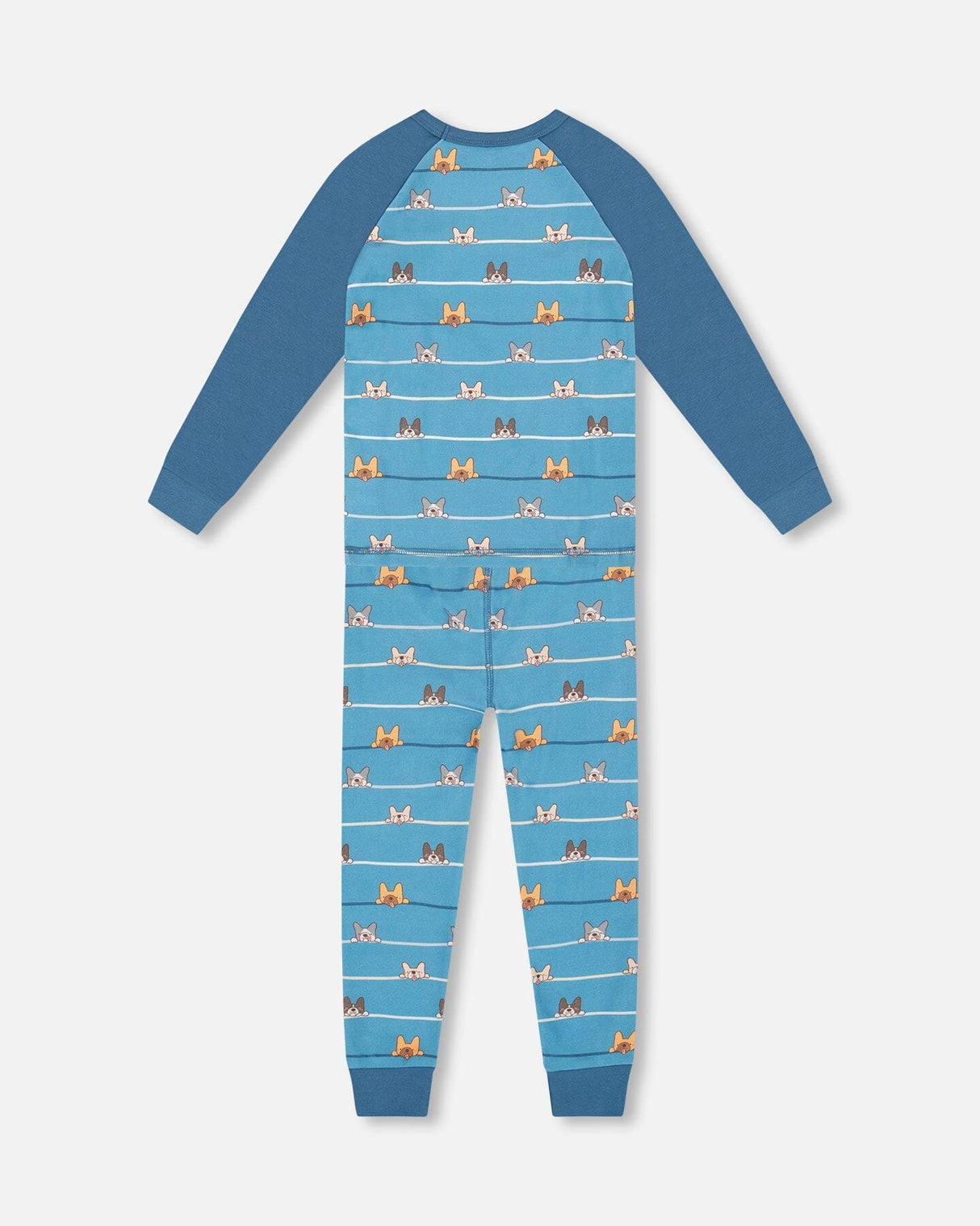 Two-Piece Organic Cotton Pajama Set Blue Dog Print-2