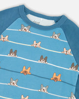 Two-Piece Organic Cotton Pajama Set Blue Dog Print-3