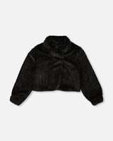 Fake Fur Short Jacket Black-0