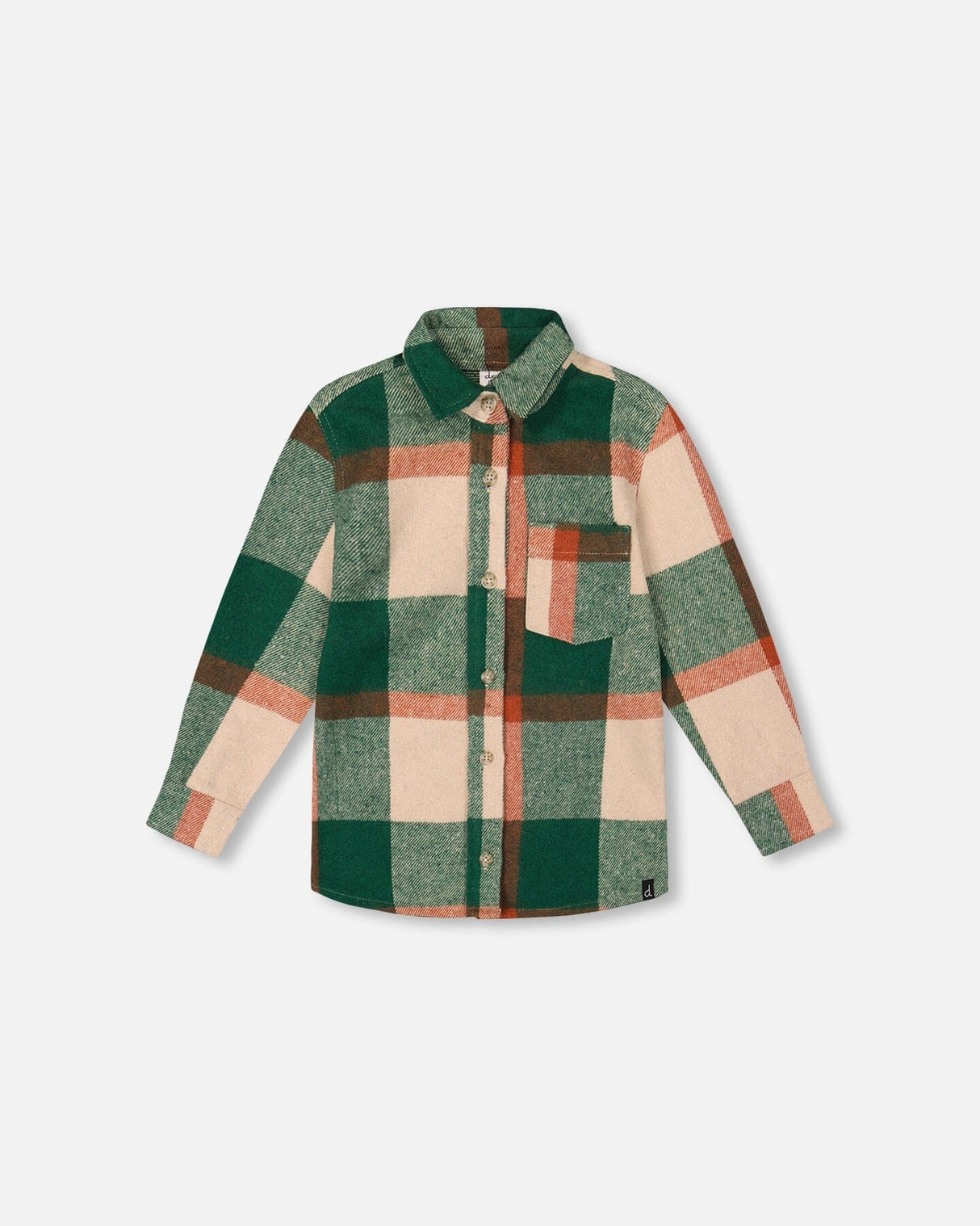 Long Sleeve Yarn Dyed Plaid Shirt Green And Orange-0