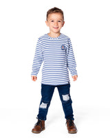 Super Soft Long Sleeve Striped Jersey T-Shirt Light Blue-1