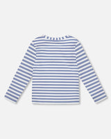 Super Soft Long Sleeve Striped Jersey T-Shirt Light Blue-2