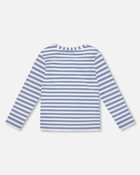Super Soft Long Sleeve Striped Jersey T-Shirt Light Blue-2