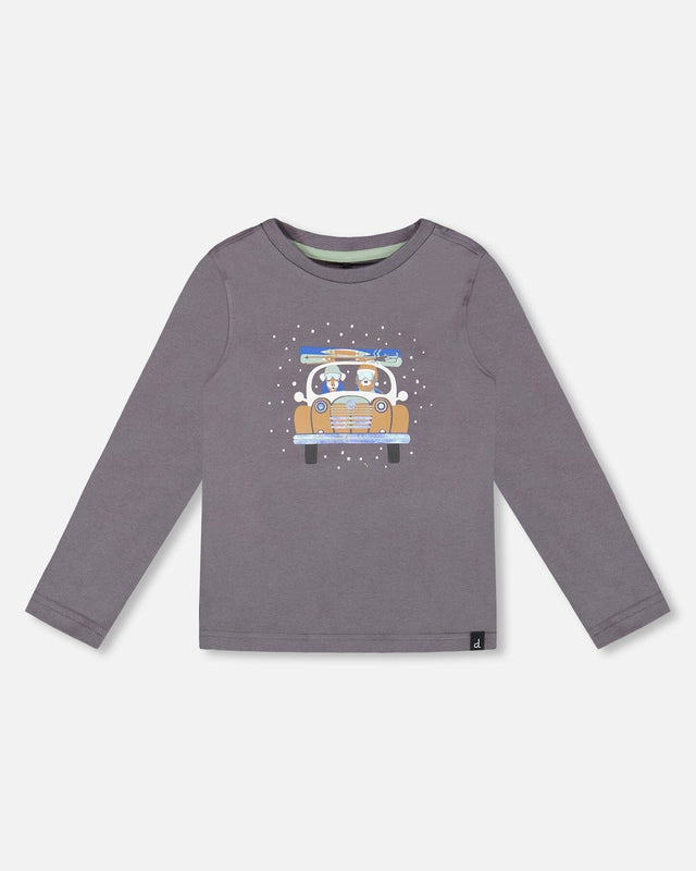 Long Sleeve Organic Cotton Jersey Tee Dark Gray-0