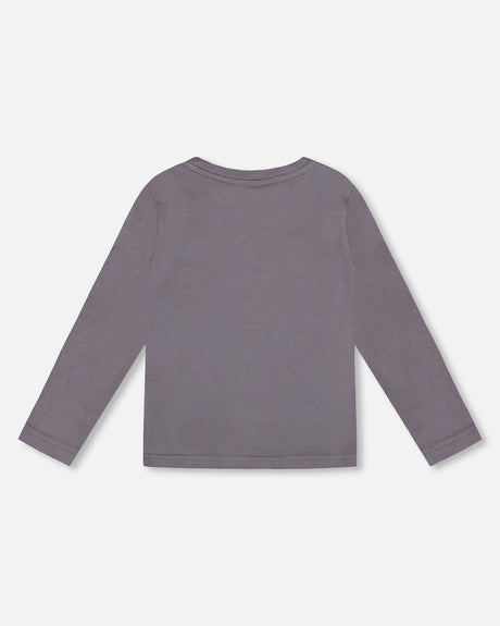 Long Sleeve Organic Cotton Jersey Tee Dark Gray-2