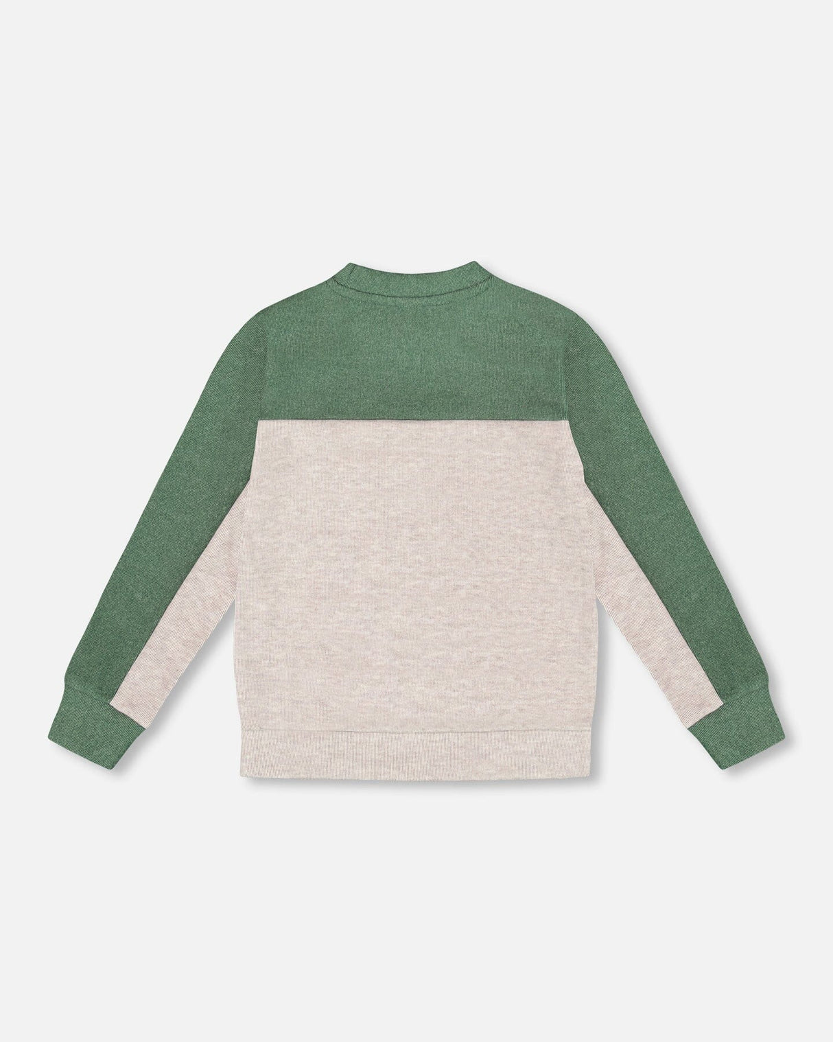 Long Sleeve Super Soft Brushed Jersey Top Color Block Heather Beige-2