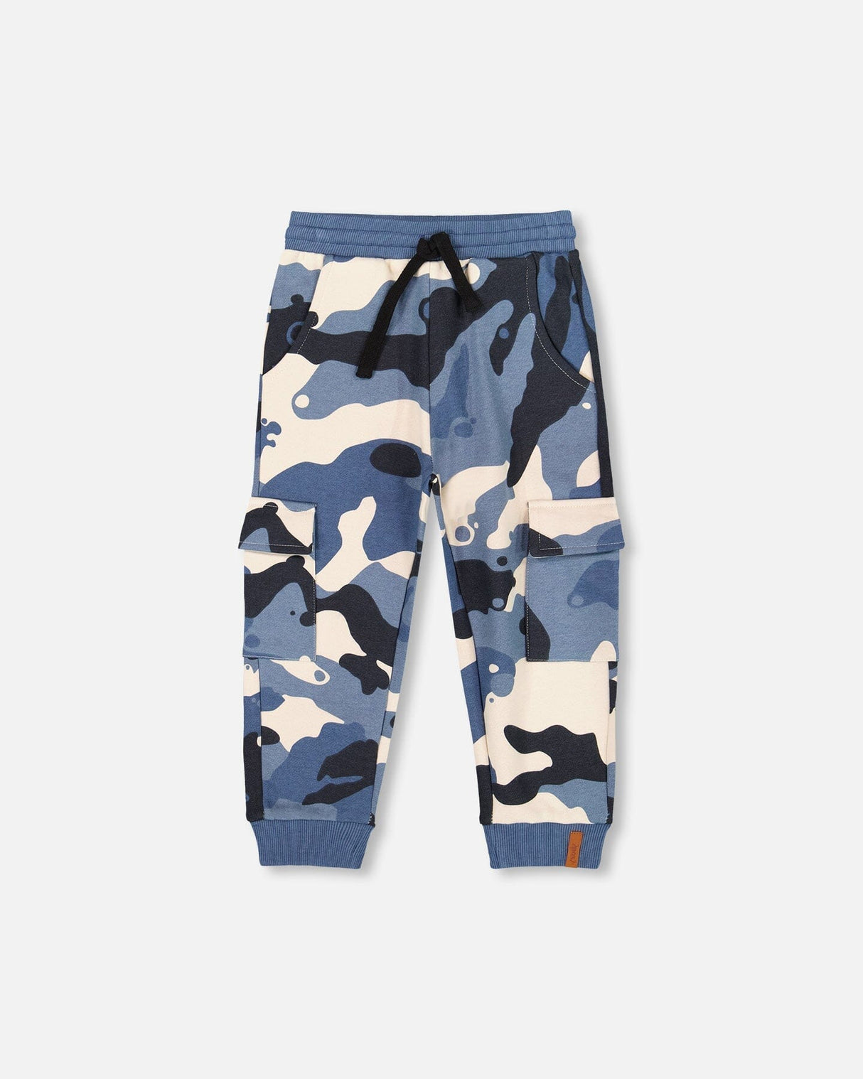 Fleece Sweatpants With Cargo Pockets Blue Camouflage-0
