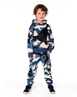 Hooded Fleece Sweatshirt With Crossbody Bag Blue Camouflage-1