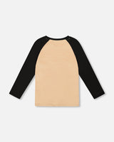 Long Raglan Sleeve Jersey Tee Beige-3