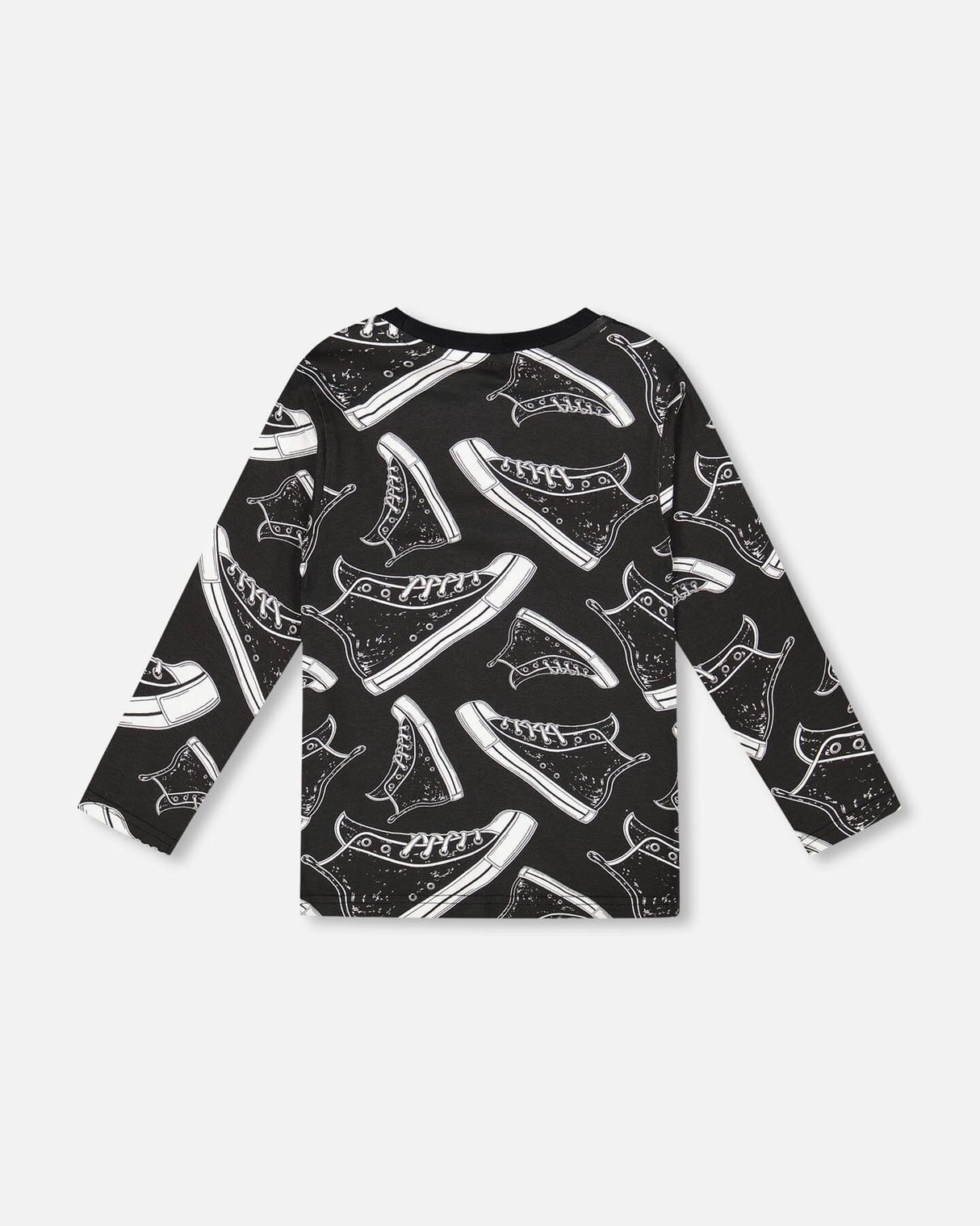 Long Sleeve Organic Cotton Allover Print Tee Black-2