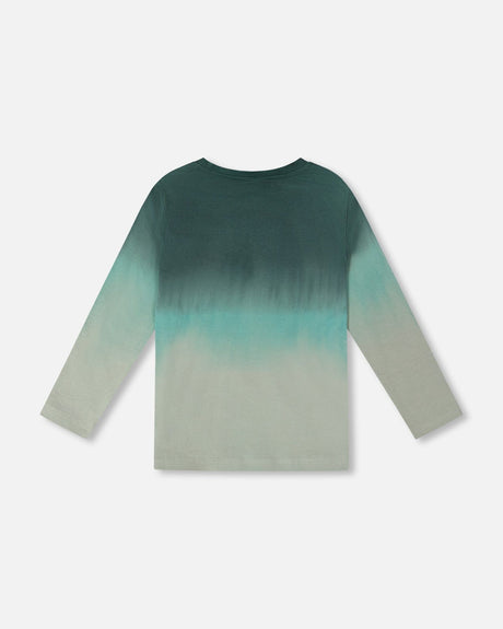 Long Sleeve Organic Cotton Gradient Jersey Tee Bottle Green-1