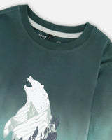 Long Sleeve Organic Cotton Gradient Jersey Tee Bottle Green-2