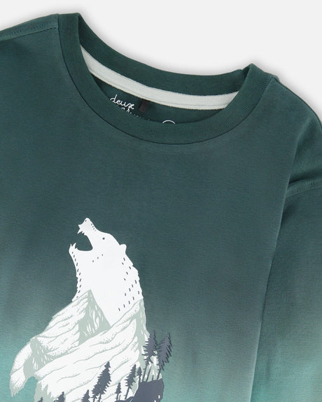Long Sleeve Organic Cotton Gradient Jersey Tee Bottle Green-2