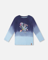 Long Sleeve Organic Cotton Gradient Jersey Tee Blue-0