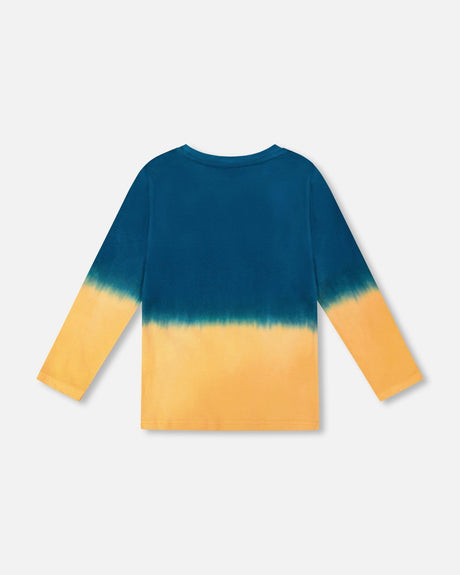 Long Sleeve Organic Cotton Gradient Jersey Tee Dark Teal-2