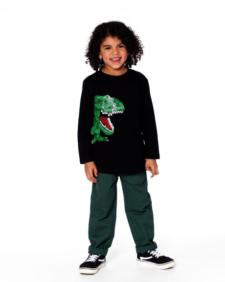 Long Sleeve Jersey Tee Shirt With Dinosaur-2