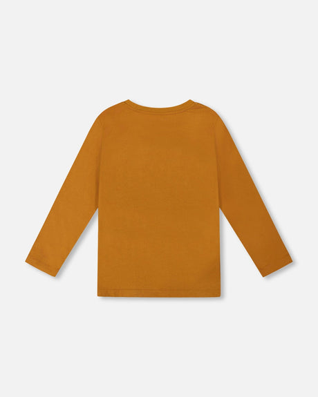Long Sleeve Cotton Jersey Tee Shirt Orange Brown-3