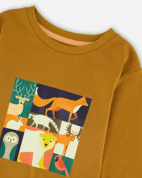 Long Sleeve Cotton Jersey Tee Shirt Orange Brown-4