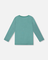 Long Sleeve Cotton Jersey Tee Shirt Sage Green-2