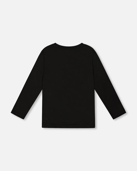 Long Sleeve Cotton Jersey Tee Shirt Black-3
