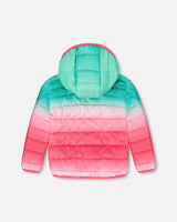 Quilted Mid-Season Jacket Green And Pink Gradient-4