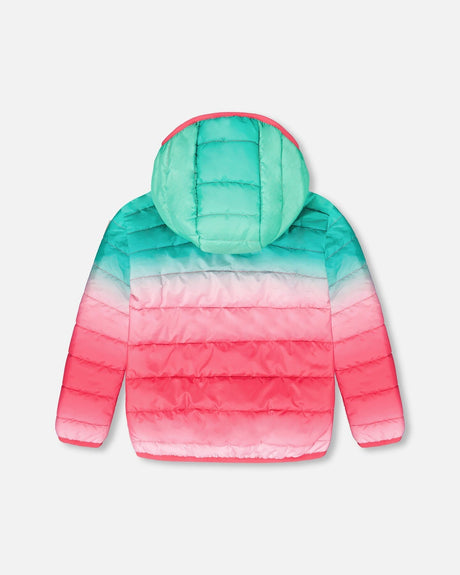 Quilted Mid-Season Jacket Green And Pink Gradient-4