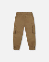 Twill Jogger Cargo Pants In Taupe-3
