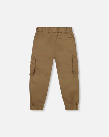 Twill Jogger Cargo Pants In Taupe-3