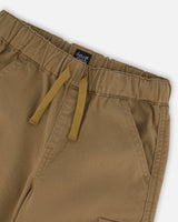 Twill Jogger Cargo Pants In Taupe-4