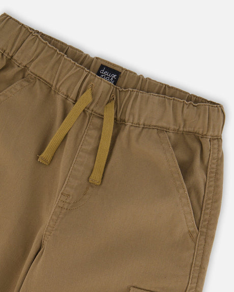 Twill Jogger Cargo Pants In Taupe-4