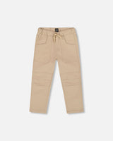 Twill Jogger Pants With Patch Pockets In Beige-0