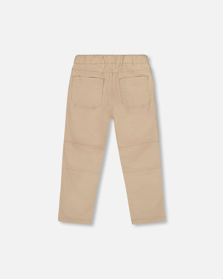 Twill Jogger Pants With Patch Pockets In Beige-2
