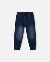 French Terry Jogger Pants Dark Blue Denim-0