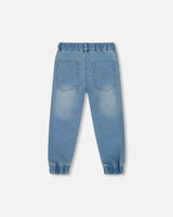 French Terry Jogger Pants Light Blue Denim-3