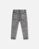 French Terry Black Denim Pants With Contrasting Patch-3
