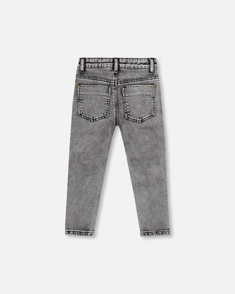 French Terry Black Denim Pants With Contrasting Patch-3