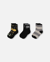 3-Pack Knit Socks Black-0