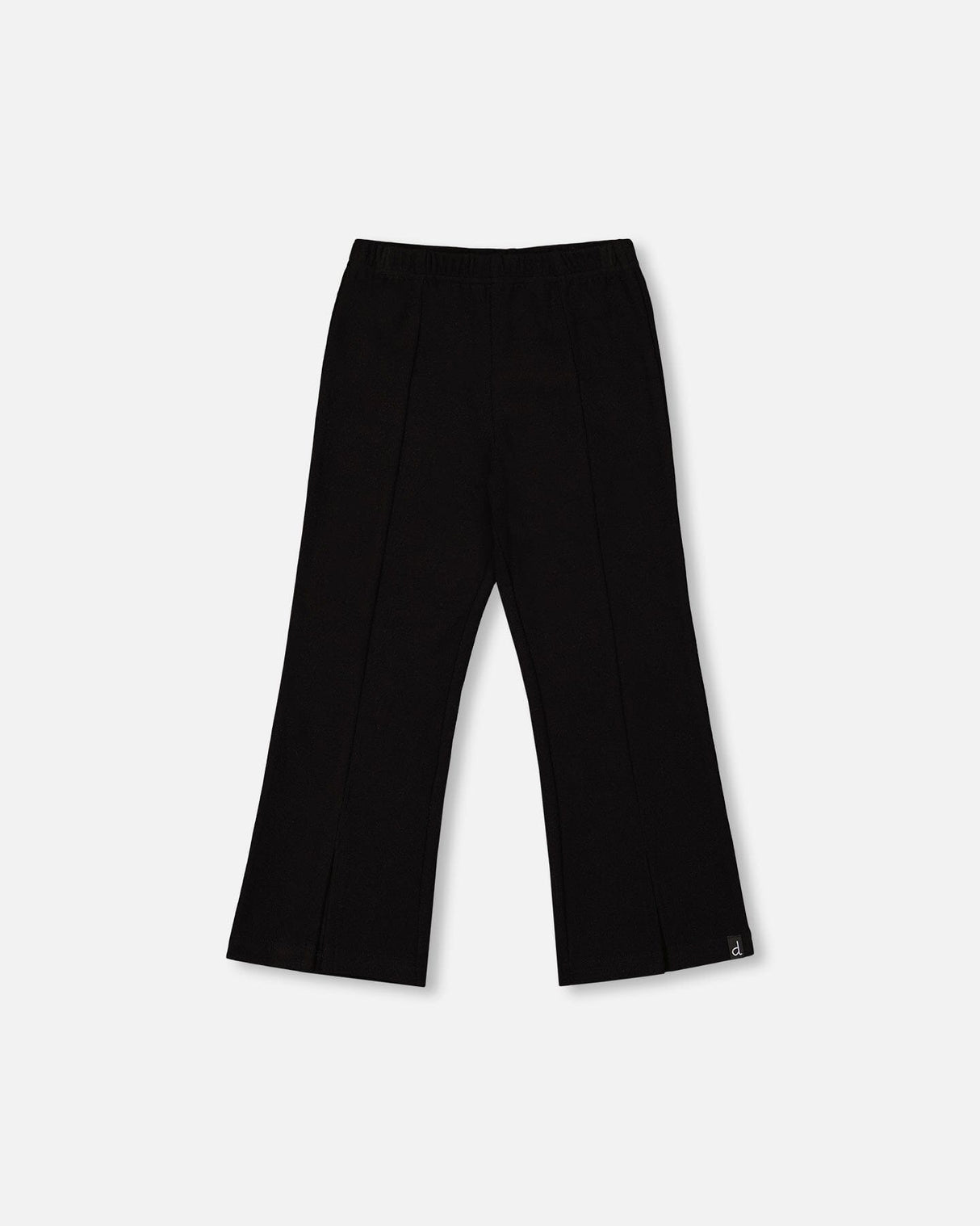 Ribbed Leggings Bootleg With Slit Black-0