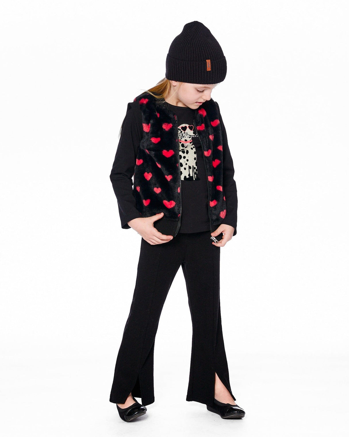 Ribbed Leggings Bootleg With Slit Black-1