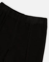 Ribbed Leggings Bootleg With Slit Black-3